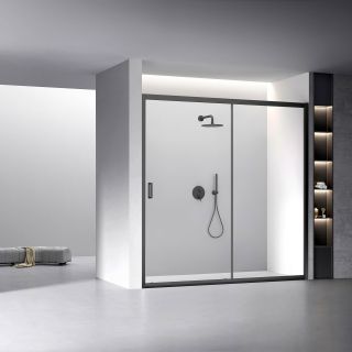 Душевая дверь Veconi Vianno VN-60B, 2000x1950, Черный, стекло прозрачное